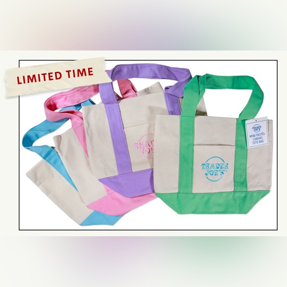 Trader Joe’s Limited Edition Pastel Mint Green Canvas Tote Bag - 2 available - Picture 2 of 5